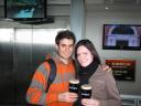 A photo of Rach and Adrian with their free Guinnes Pints